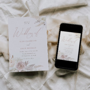 Invitation Mariage élégant Rose et ivoire