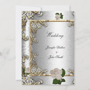 Invitation Mariage élégant Rose Gold Argent Blanc 2