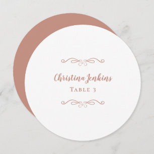 Invitation Mariage Elegant Rose Gold & White Round Place Card