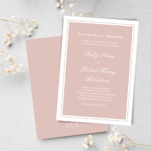 Invitation Mariage Élégant Rose Pâle Écriture Simple