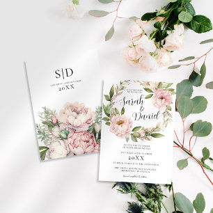 Invitation Mariage élégant rose Pêche Florale