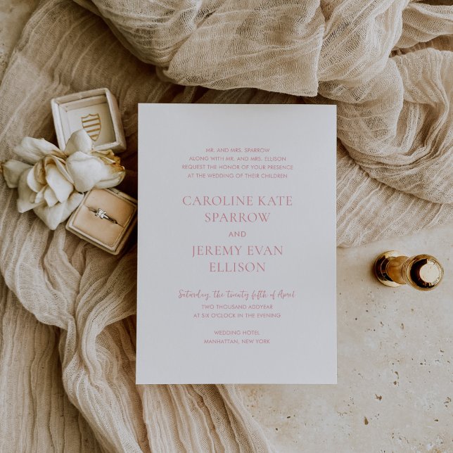 Invitation Mariage élégant rose pur (Créateur téléchargé)