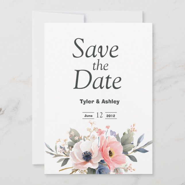 Invitation Mariage Élégant Rose Rouge & Rose Boho  (Devant)