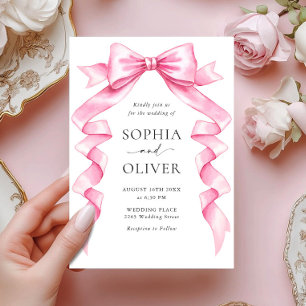 Invitation Mariage Élégant Rose Tendre à l'Arc Dessiné à la M