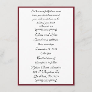 Invitation Mariage élégant rouge-foncé d'écriture sainte de