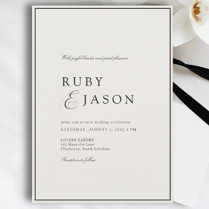 Invitation Mariage Élégant Royal Ivoire & Noir