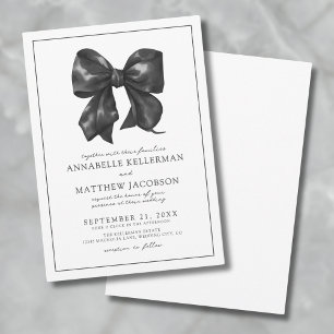 Invitation Mariage Élégant Ruban Noir