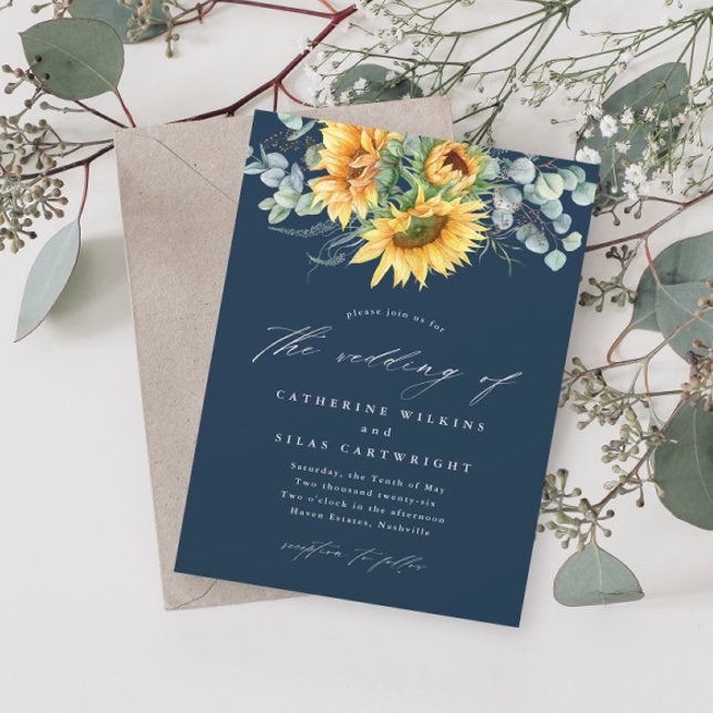 Invitation Mariage Élégant Rustique au Tournesol (Créateur téléchargé)