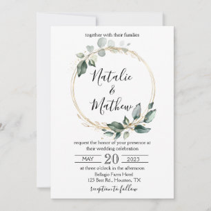 Invitation Mariage Élégant Rustique avec Feuilles d'Eucalyptu
