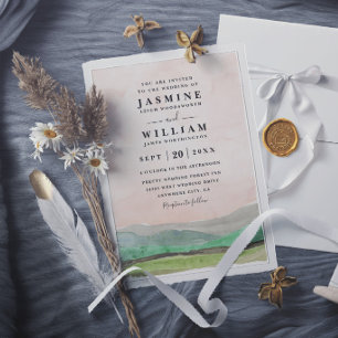 Invitation Mariage Élégant Rustique Campagne Montagne