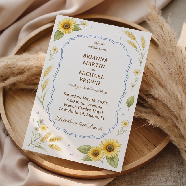 Invitation Mariage Élégant Rustique Fleur de Tournesol (Créateur téléchargé)