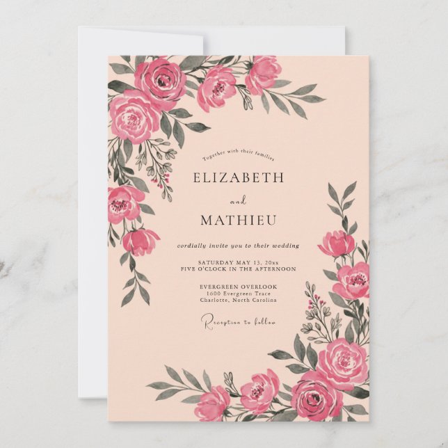 Invitation Mariage Élégant Saumon Raffiné (Devant)