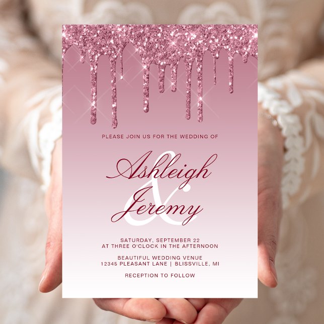 Invitation Mariage élégant script paillettes qui dégoulinent  (Créateur téléchargé)