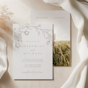 Invitation Mariage Élégant Sépia Vintage