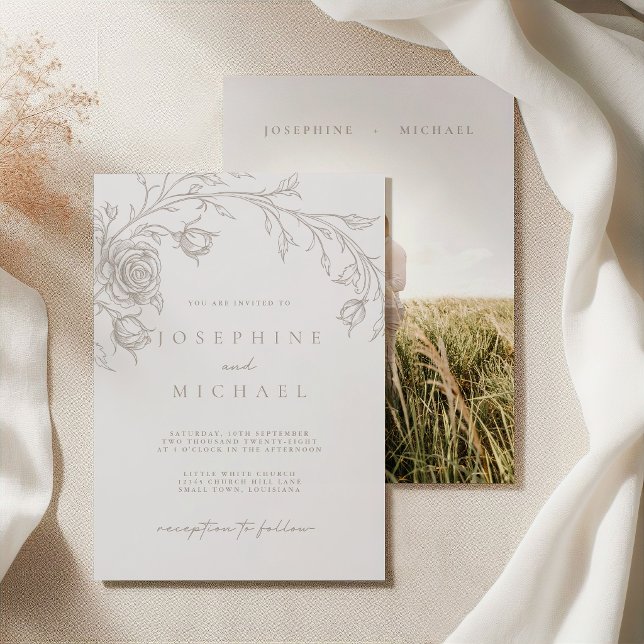 Invitation Mariage Élégant Sépia Vintage (Créateur téléchargé)