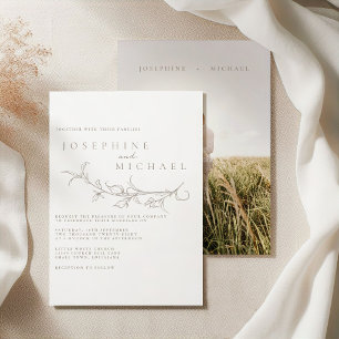 Invitation Mariage Élégant Sépia Vintage