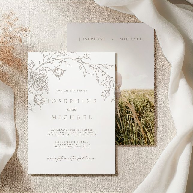 Invitation Mariage Élégant Sépia Vintage (Créateur téléchargé)