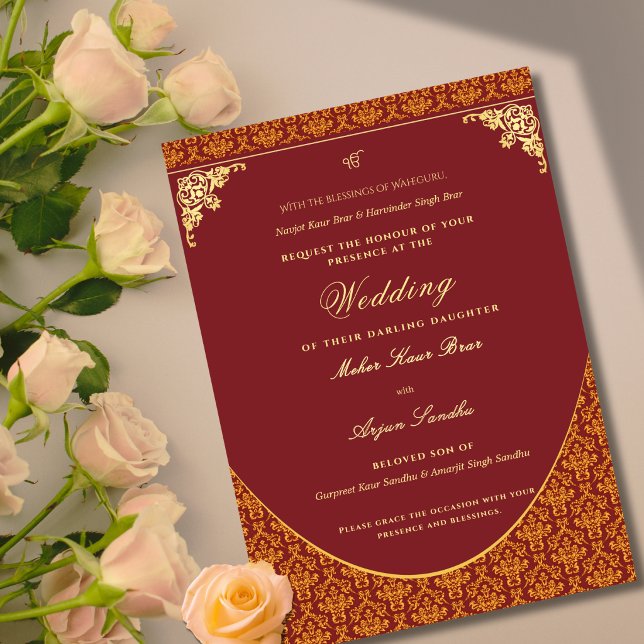 Invitation Mariage élégant Sikh | Mariage pendjabi (Créateur téléchargé)
