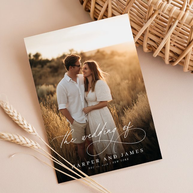 Invitation Mariage Élégant Simple Code QR Photo Budget (Créateur téléchargé)