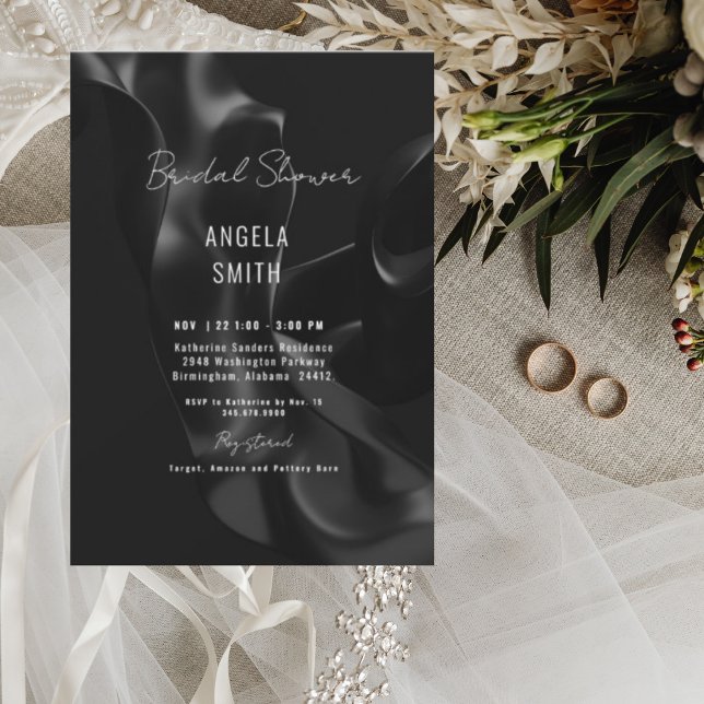 Invitation Mariage Élégant & Simple Noir (Créateur téléchargé)