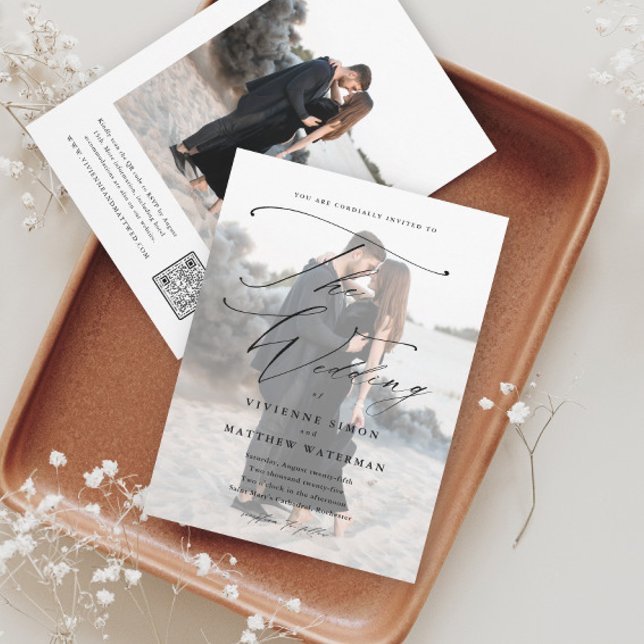 Invitation Mariage Élégant Simple Noir et Blanc (Créateur téléchargé)