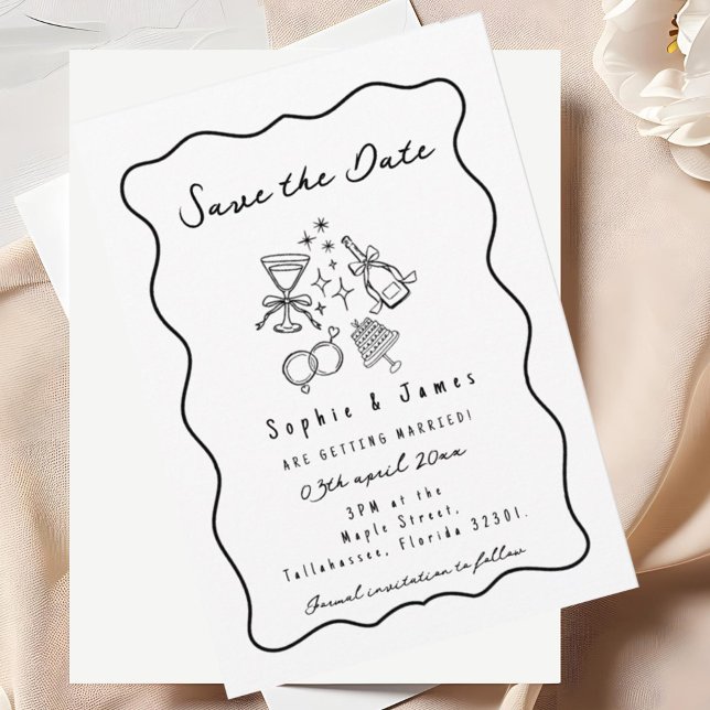 Invitation Mariage élégant simple photo Boho Doodle (Créateur téléchargé)