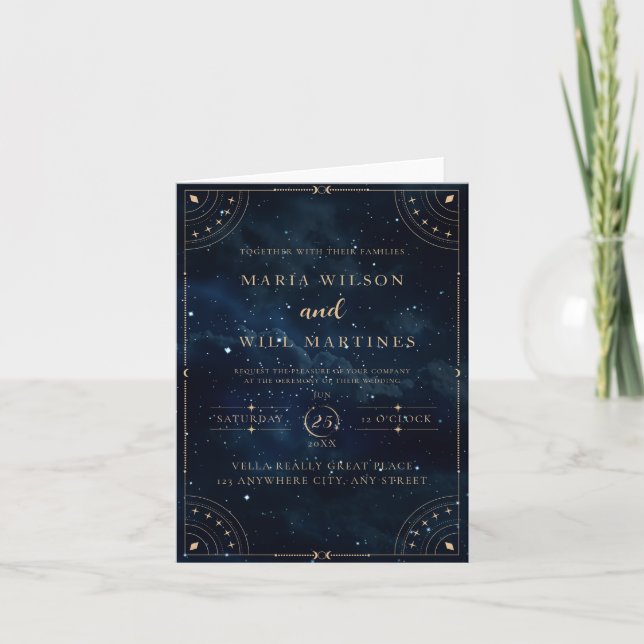 Invitation Mariage élégant sous les étoiles Céleste  (Devant)