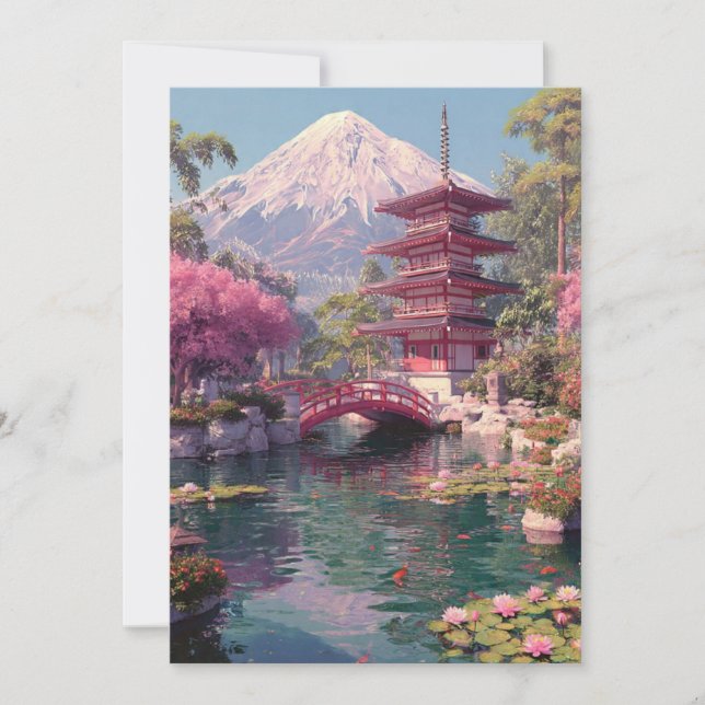 Invitation Mariage élégant sous les fleurs de cerisier japona (Devant)