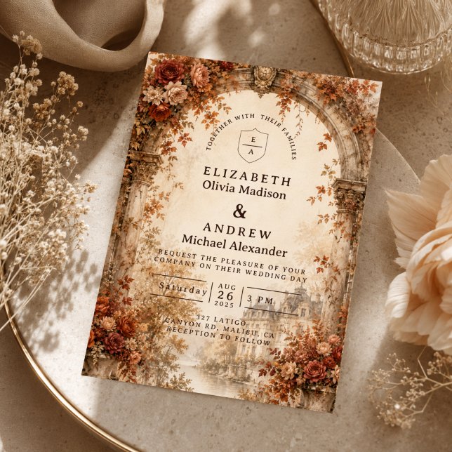 Invitation Mariage Élégant sous une Arche d'Automne (Créateur téléchargé)