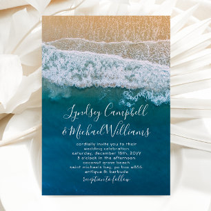 Invitation Mariage élégant sur la plage, bleu océan