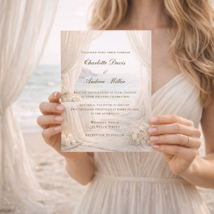 Invitation Mariage élégant sur la plage côtière