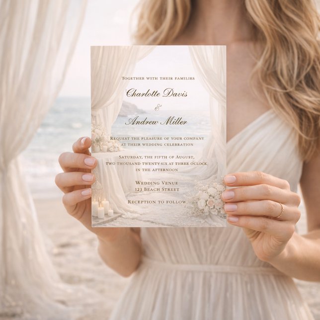 Invitation Mariage élégant sur la plage côtière (Créateur téléchargé)