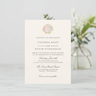 Invitation Mariage élégant sur la plage de l'océan avec coqui