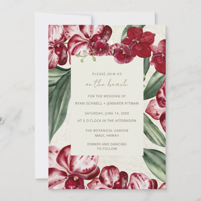 Invitation Mariage élégant sur la plage d'une île tropicale  (Devant)