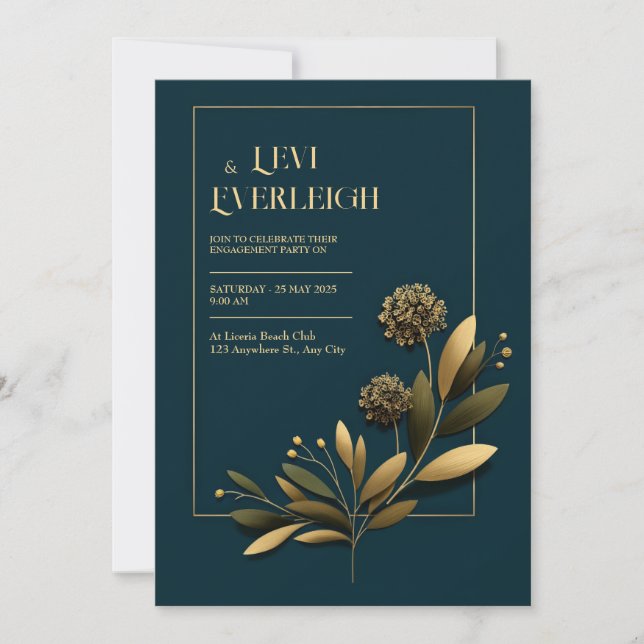 Invitation Mariage Élégant sur le Thème Botanique avec du Ble (Devant)