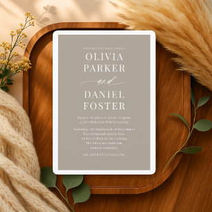 Invitation Mariage Élégant Taupe Neutre Minimaliste
