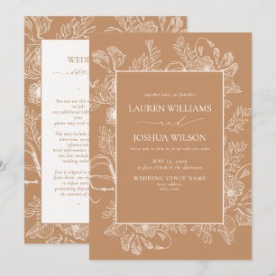 Invitation Mariage Élégant Terracotta Détails de Ligne Artist