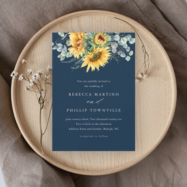 Invitation Mariage Élégant Tournesol Eucalyptus Rustique (Créateur téléchargé)