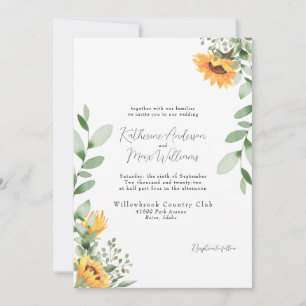 Invitation Mariage Élégant Tournesol Sans Parents