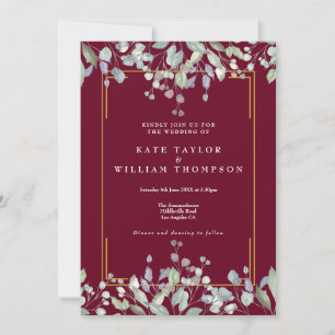 Invitation Mariage Élégant Tout En Un Fleurs De Lilas Bourgog