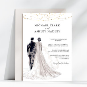 Invitation Mariage Élégant Traditionnel de la Mariée et du Ma