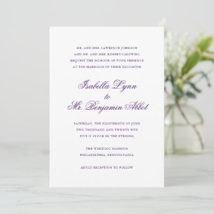 Invitation Mariage élégant traditionnel violet