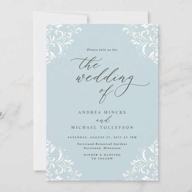 Invitation Mariage Élégant Turquoise Clair Aqua Menthe (Devant)