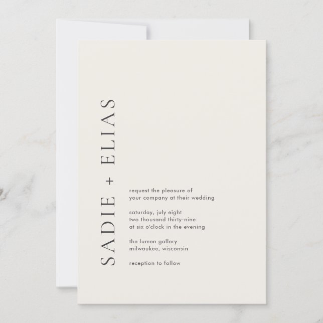 Invitation Mariage élégant typographie moderne beige (Devant)