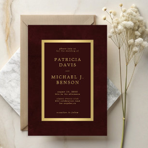 Invitation Mariage élégant typographie simple bordeaux or