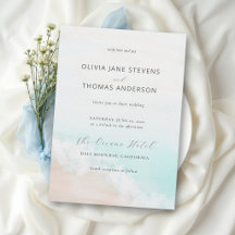 Mariage élégant vague océan bleu aqua côtier