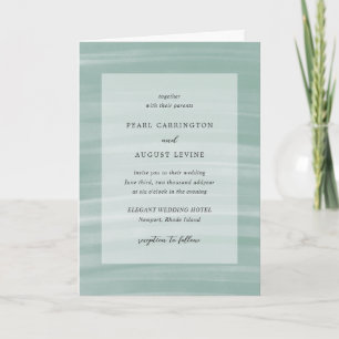 Invitation Mariage Élégant Vert Assourdi Chic Côté Mer