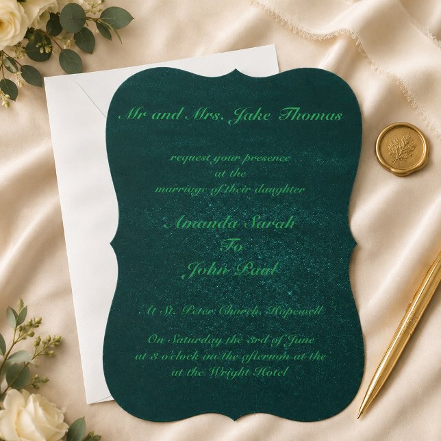 Invitation Mariage Élégant Vert Émeraude (Créateur téléchargé)