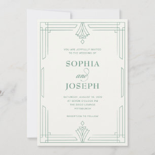Invitation Mariage Élégant Vert Sauge et Ivoire Doux