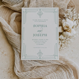 Invitation Mariage Élégant Vert Sauge et Ivoire Doux